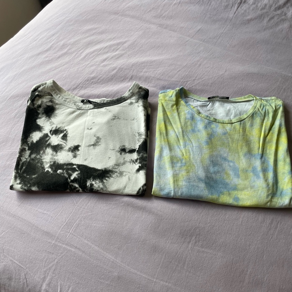 Zara woman set of 2 Tie-Dye T-Shirt Set in Black and Yellow
